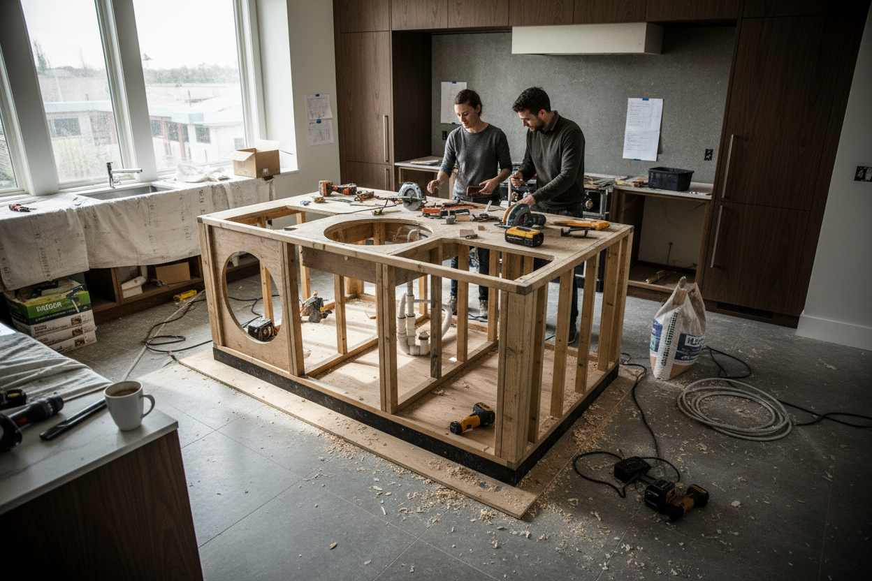 The Messy Reality: How to Build a Kitchen Island With Sink and Dishwas ...