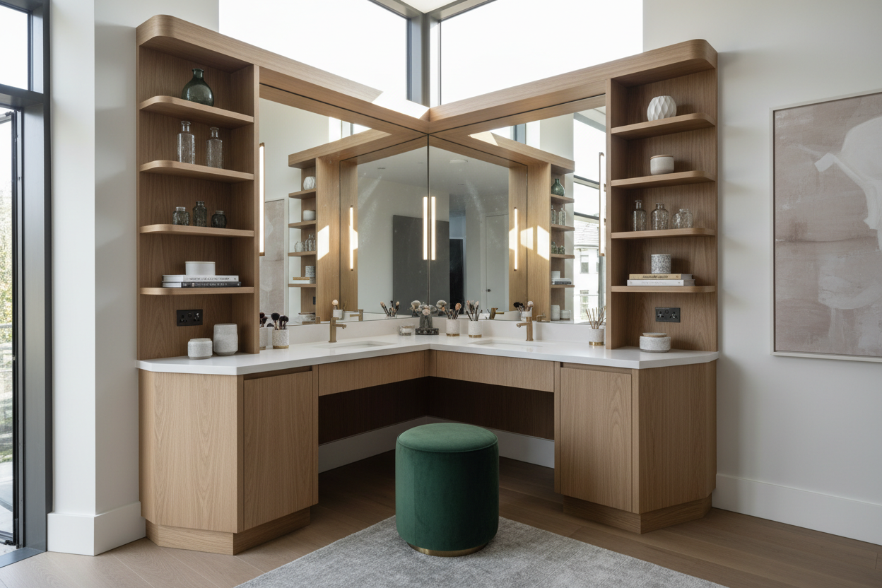 The Common Built In Corner Makeup Vanity Layout Mistake – HOMSEE