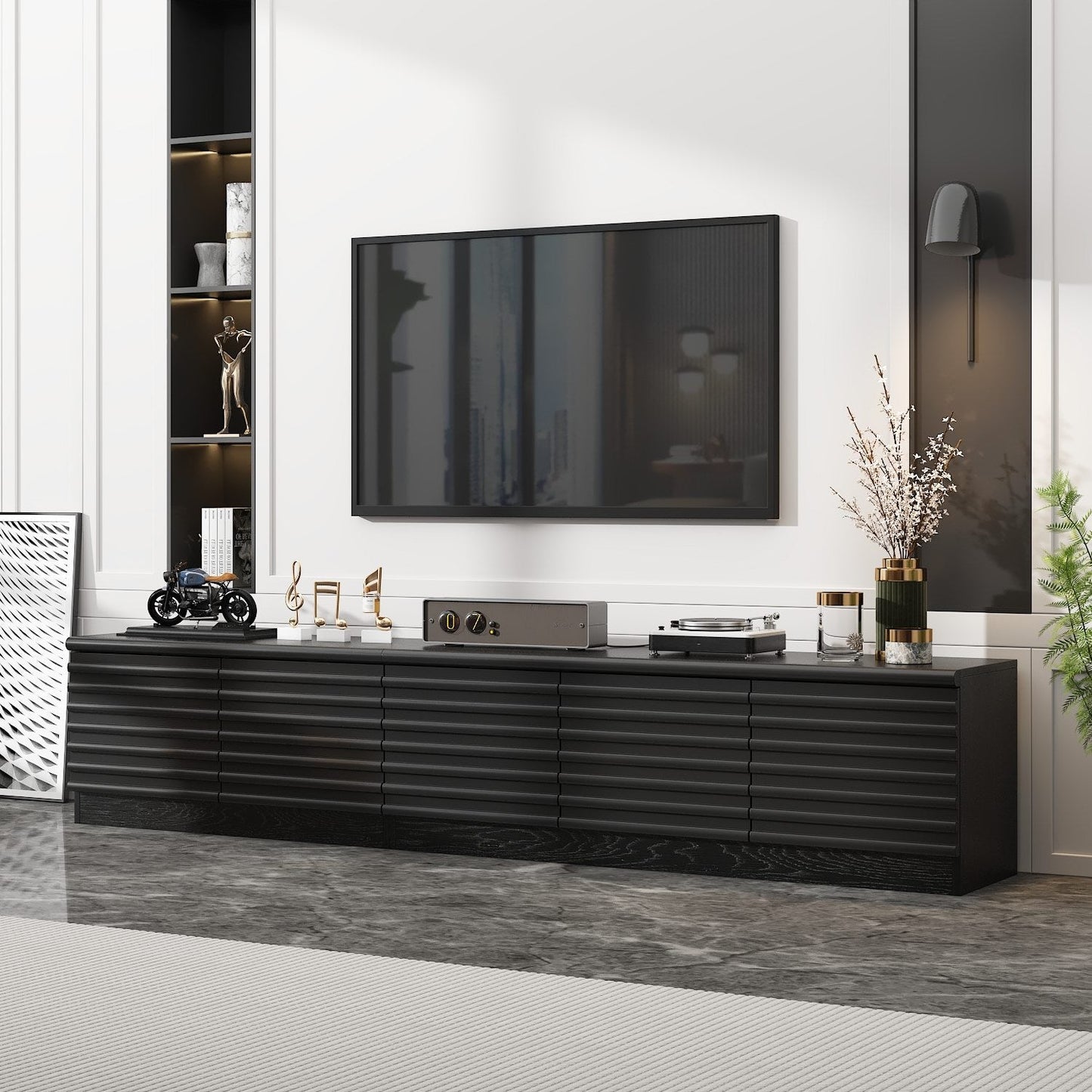 78.5'' W 3-Drawer TV Stand Media Console With 2-Cabinet