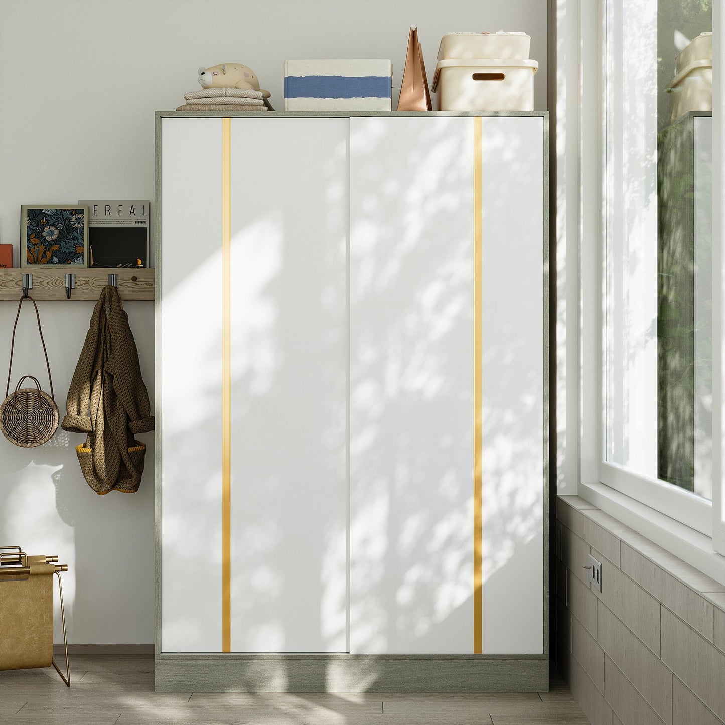 Warm White Sliding Door Closet System