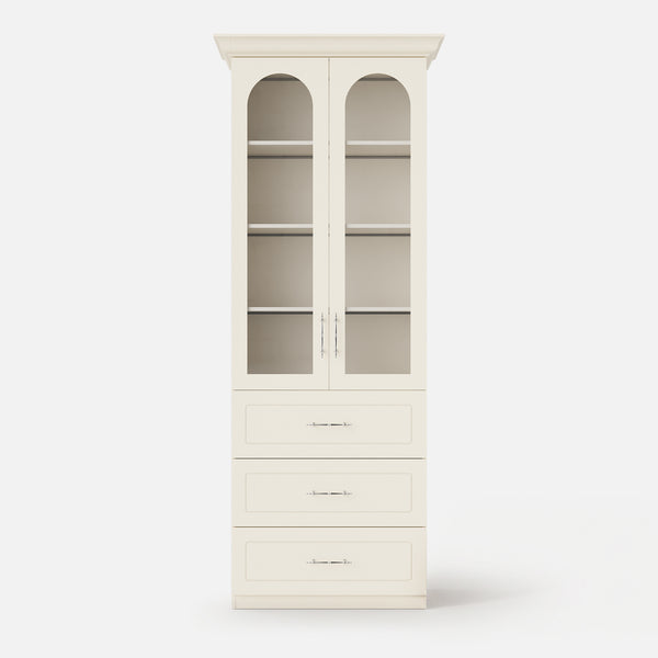 Arched Display Cabinet with Glass Doors and Integrated Lighting