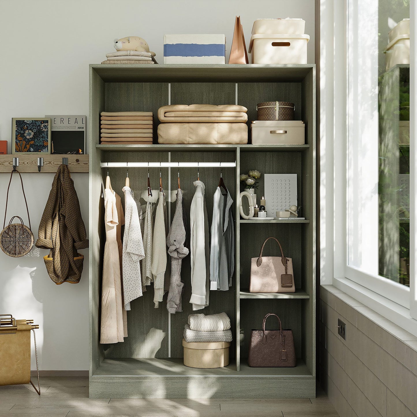 Warm White Sliding Door Closet System