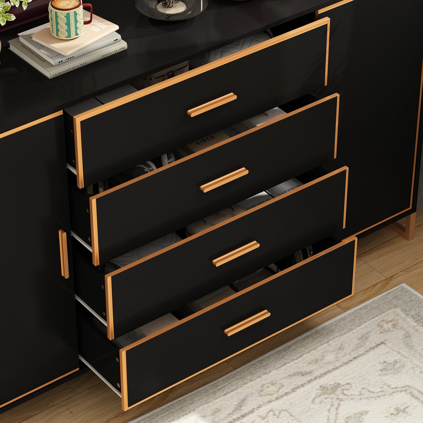 2-Door 4-Drawer Dresser With Adjustable Shelves