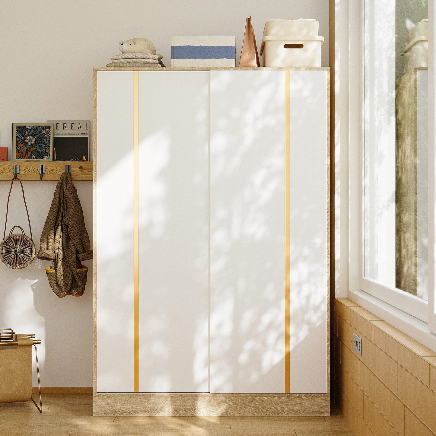 Warm White Sliding Door Closet System