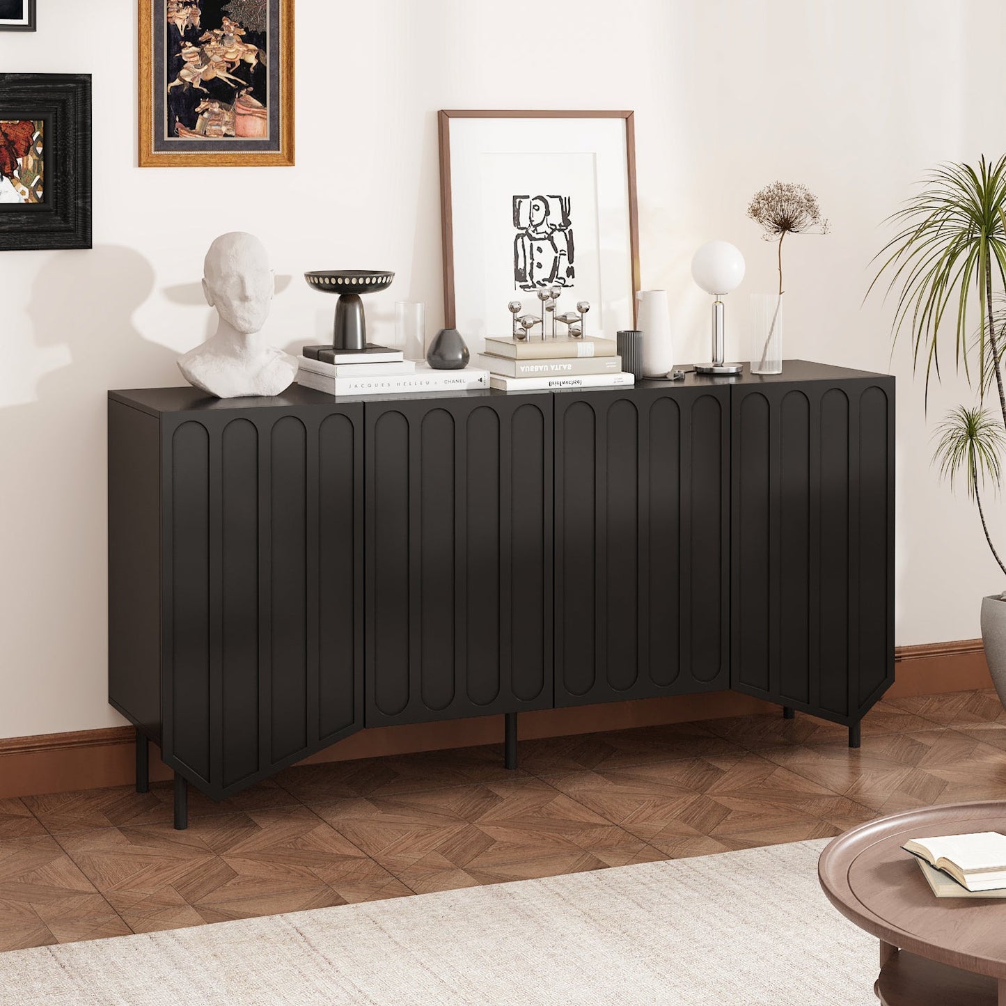 63" W Sideboard Cabinet Buffet Storage Cabinet