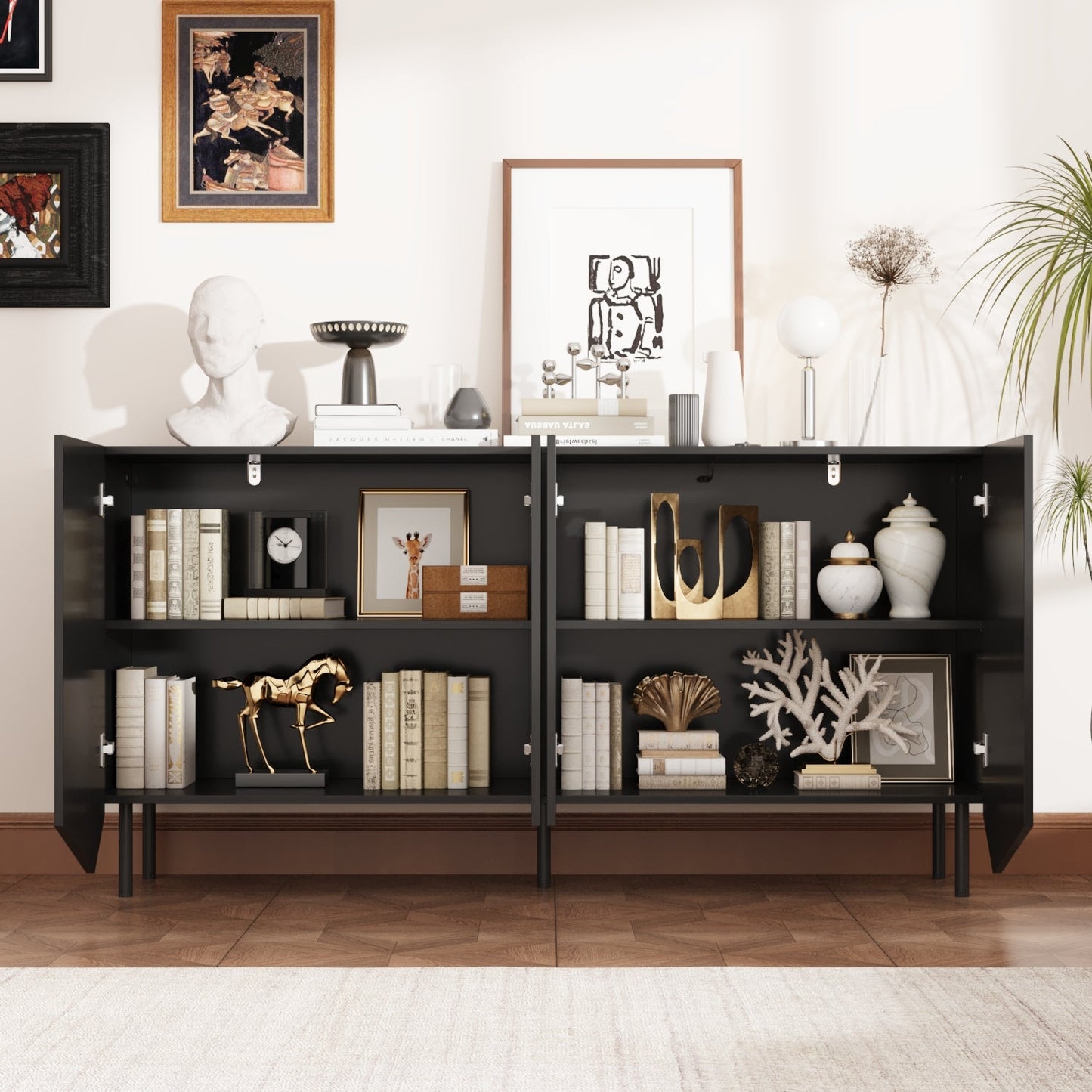 63" W Sideboard Cabinet Buffet Storage Cabinet