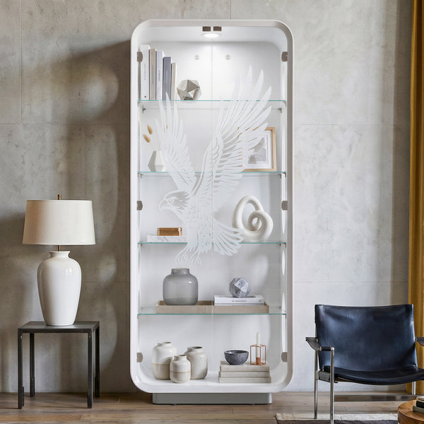 5-Tier Glass Display Cabinet with LED Light