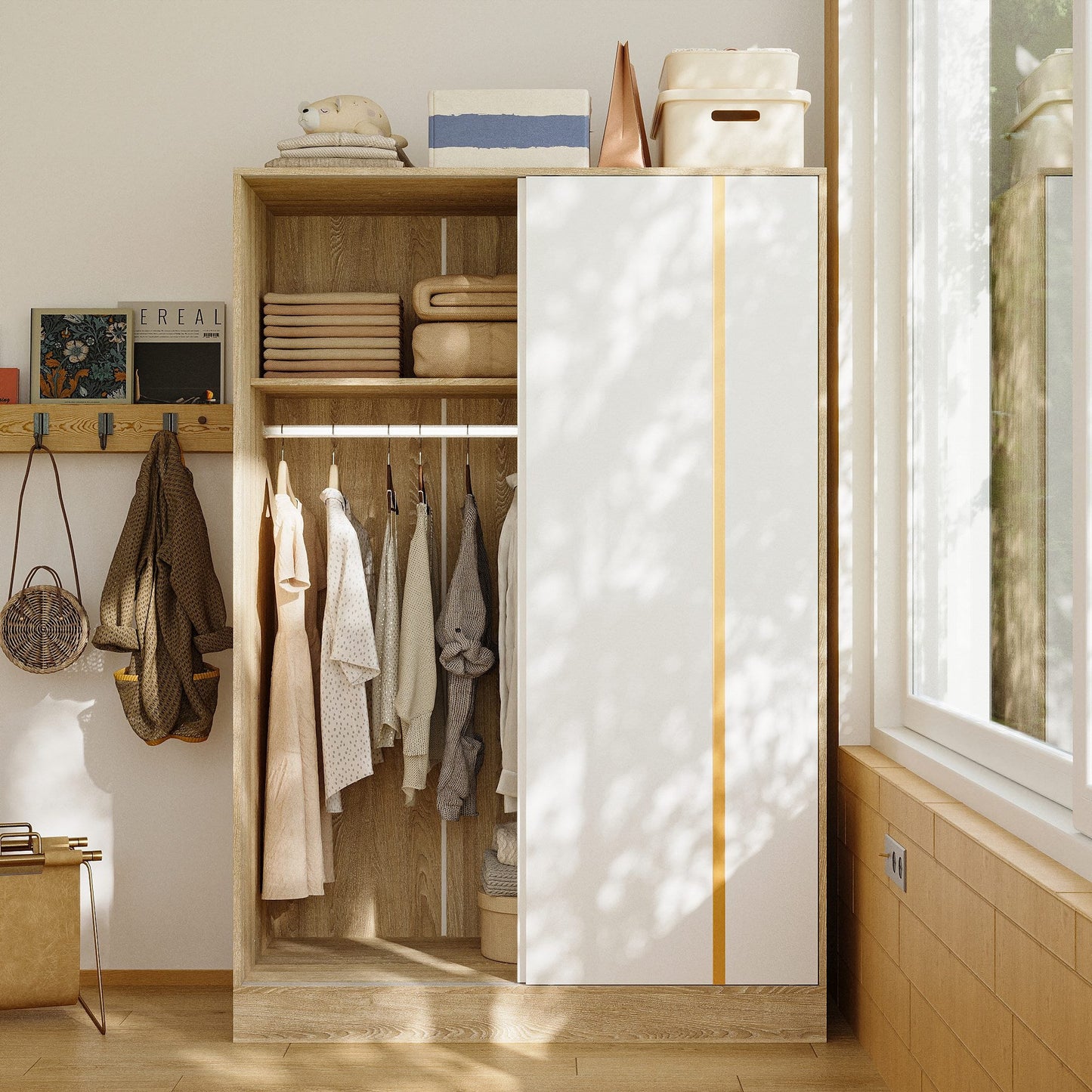 Warm White Sliding Door Closet System
