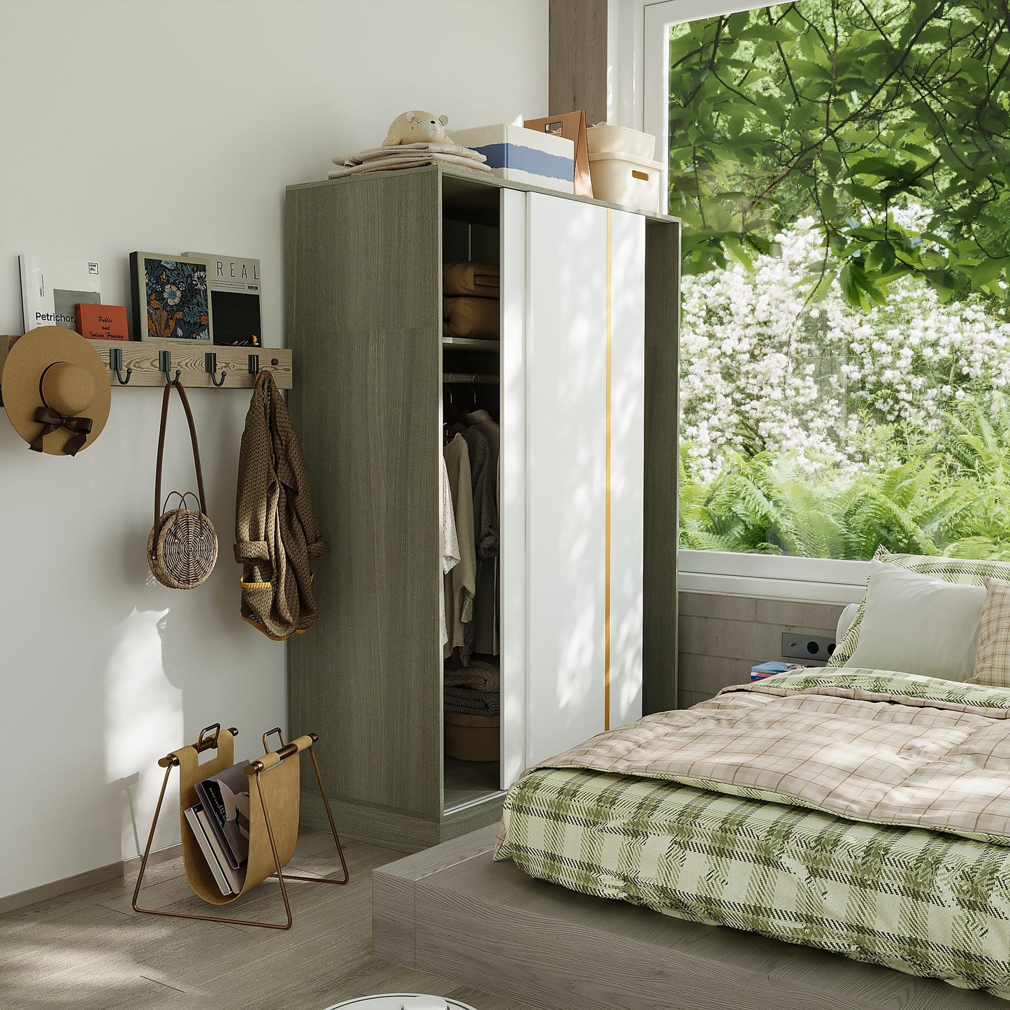 Warm White Sliding Door Closet System