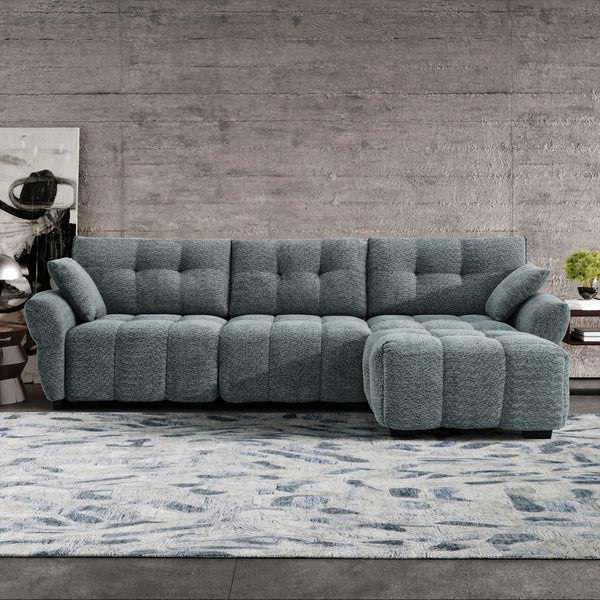 4-Piece Modern Upholstered L-Shape Sectional Sofa With Premium Fabric