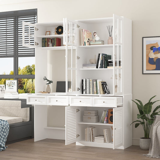 4 Drawer Multi-Door Office Storage Cabinet With Desk