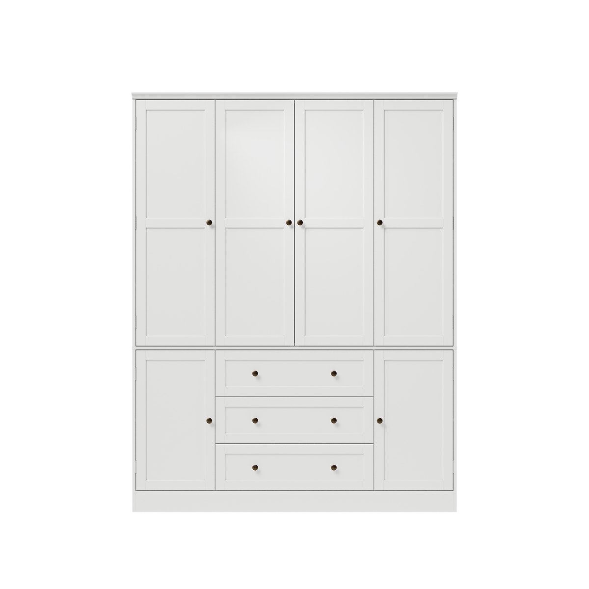 6-Door Wardrobe Armoire with Drawers - White