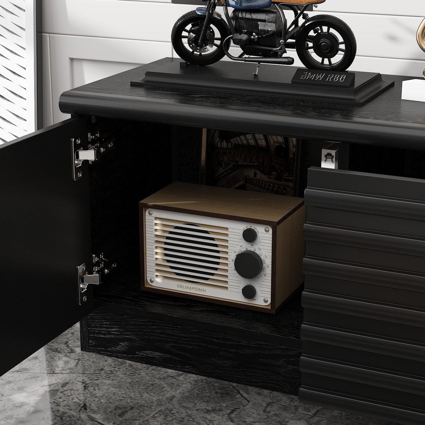 78.5'' W 3-Drawer TV Stand Media Console With 2-Cabinet