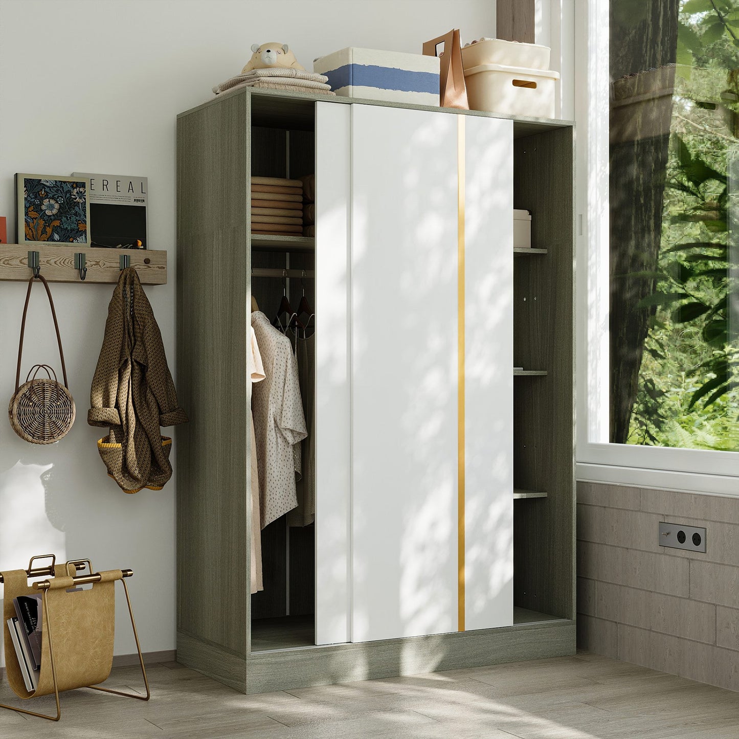 Warm White Sliding Door Closet System