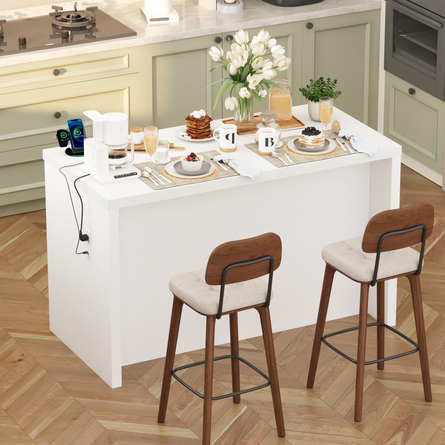 61”W Kitchen Island With 2 Drawer 4 Door