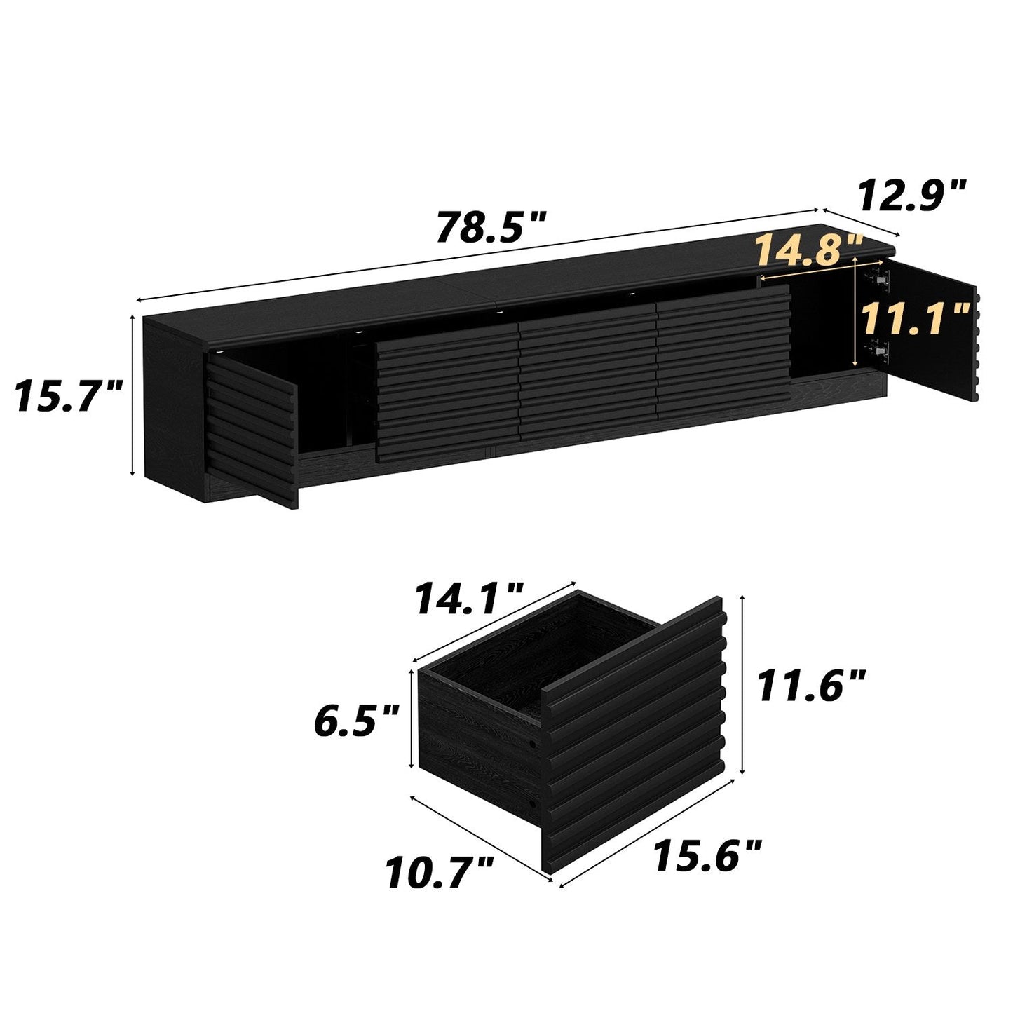 78.5'' W 3-Drawer TV Stand Media Console With 2-Cabinet