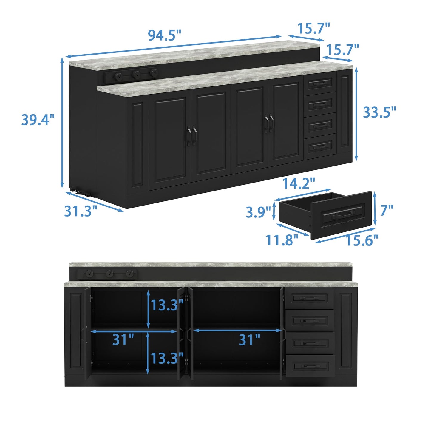 Kitchen Island with Solid + Manufactured Wood Top