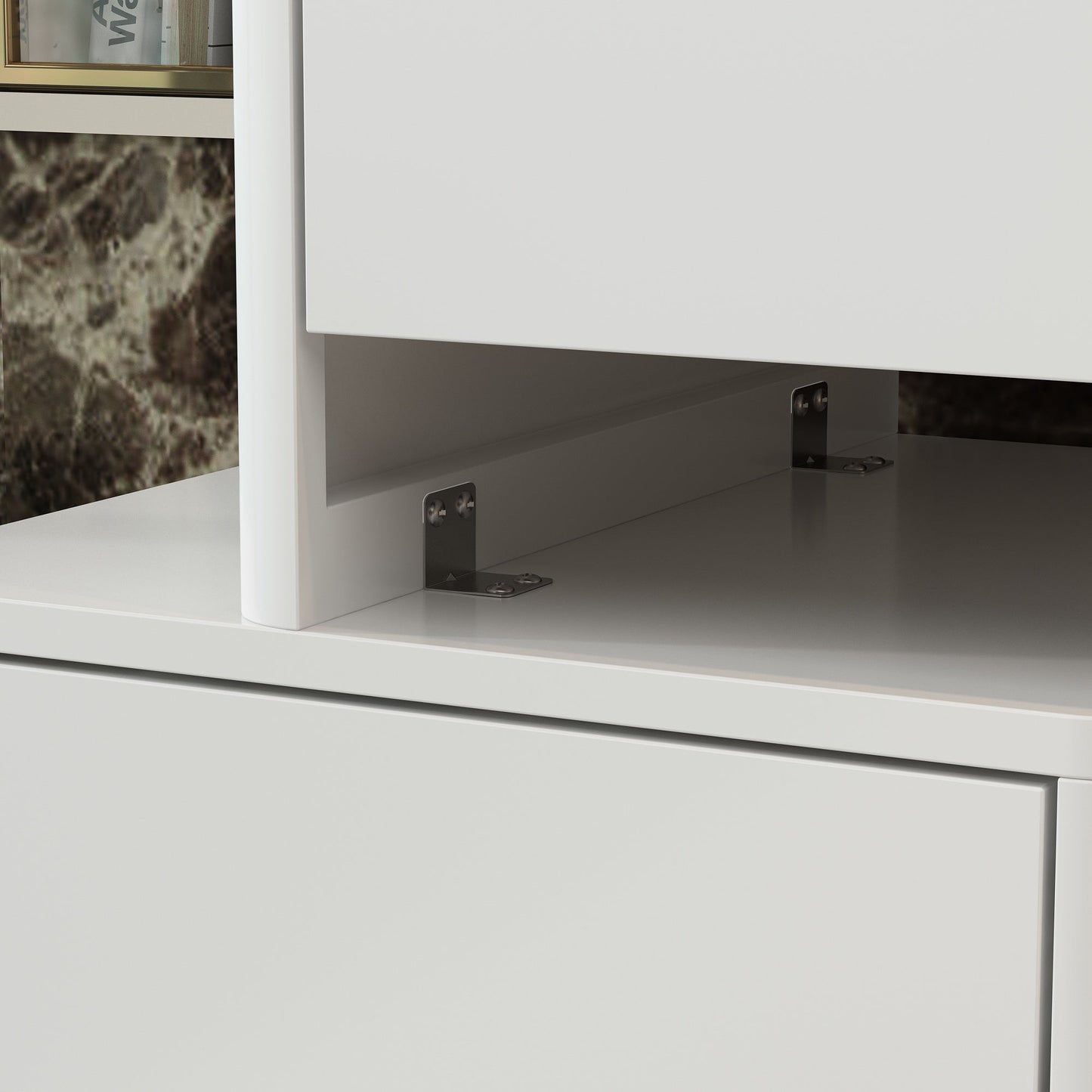 Elegant Makeup Vanity w/See-Through Glass Top and LED Mirror Dressing