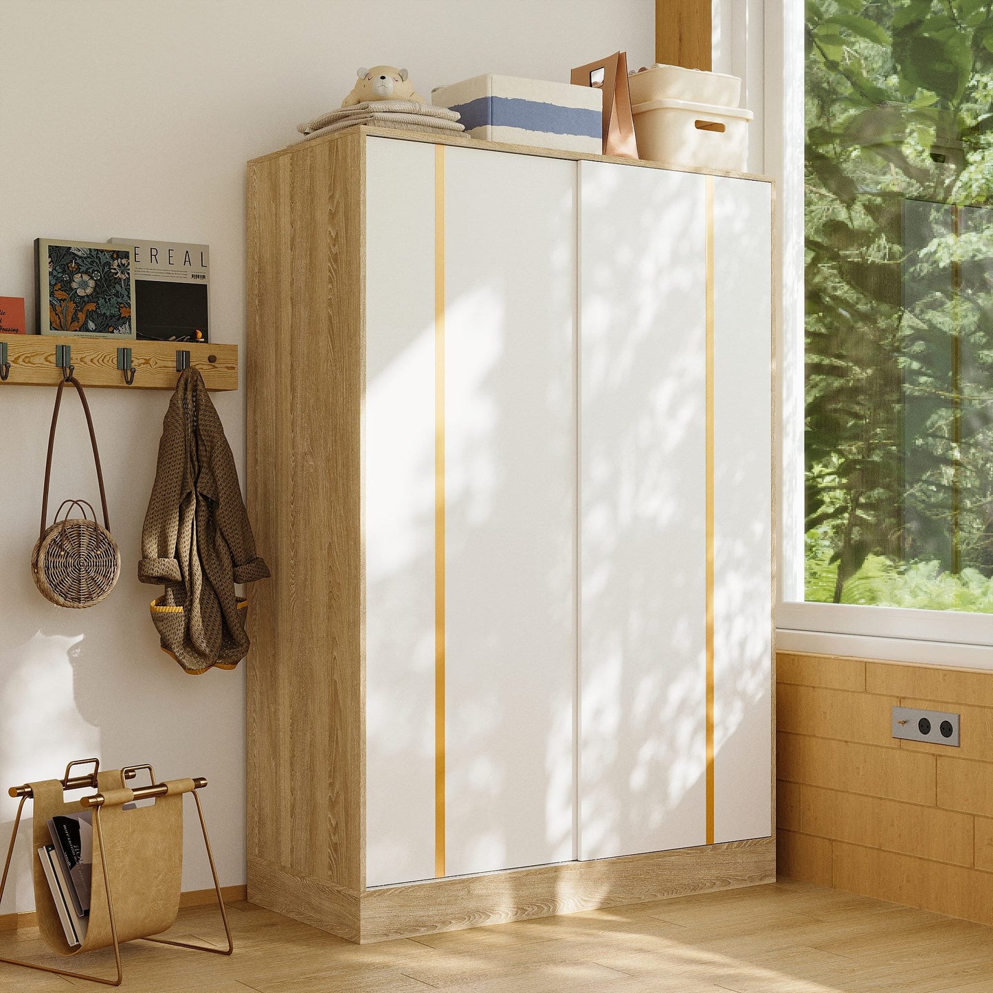Warm White Sliding Door Closet System