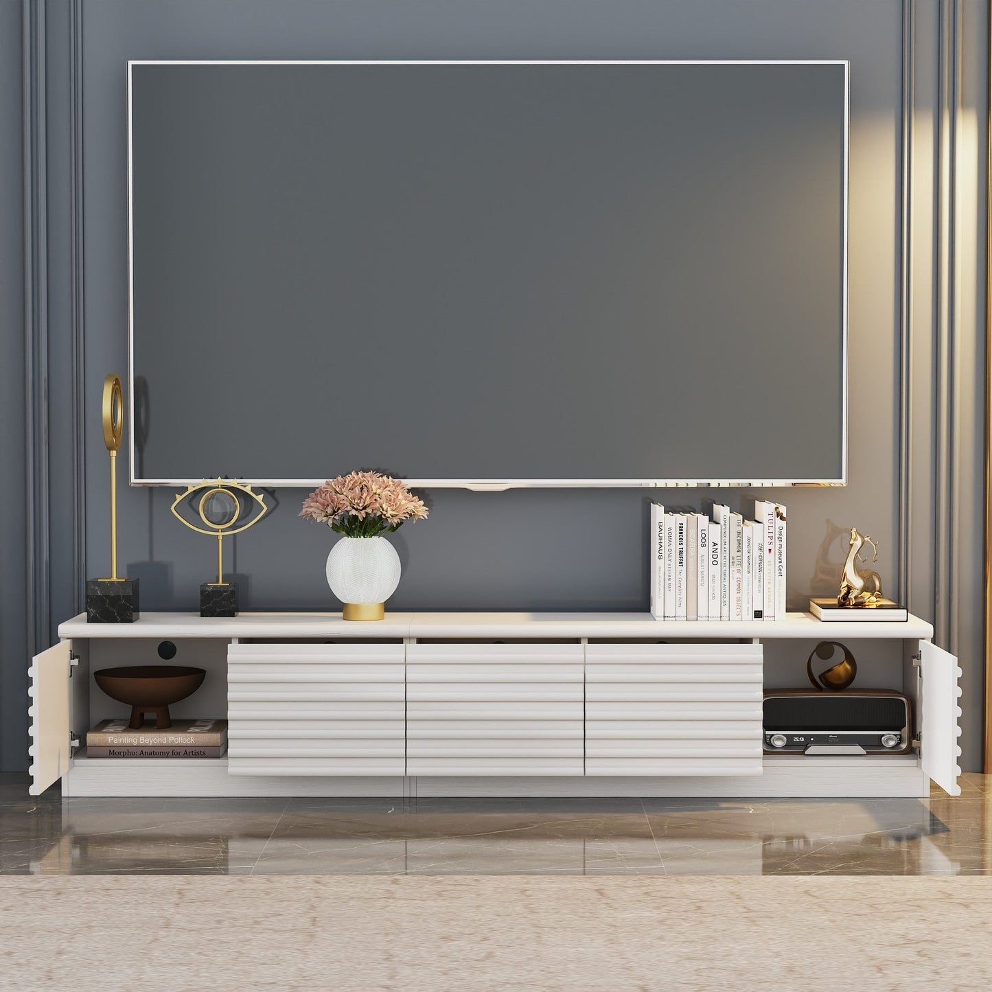 78.5'' W 3-Drawer TV Stand Media Console With 2-Cabinet