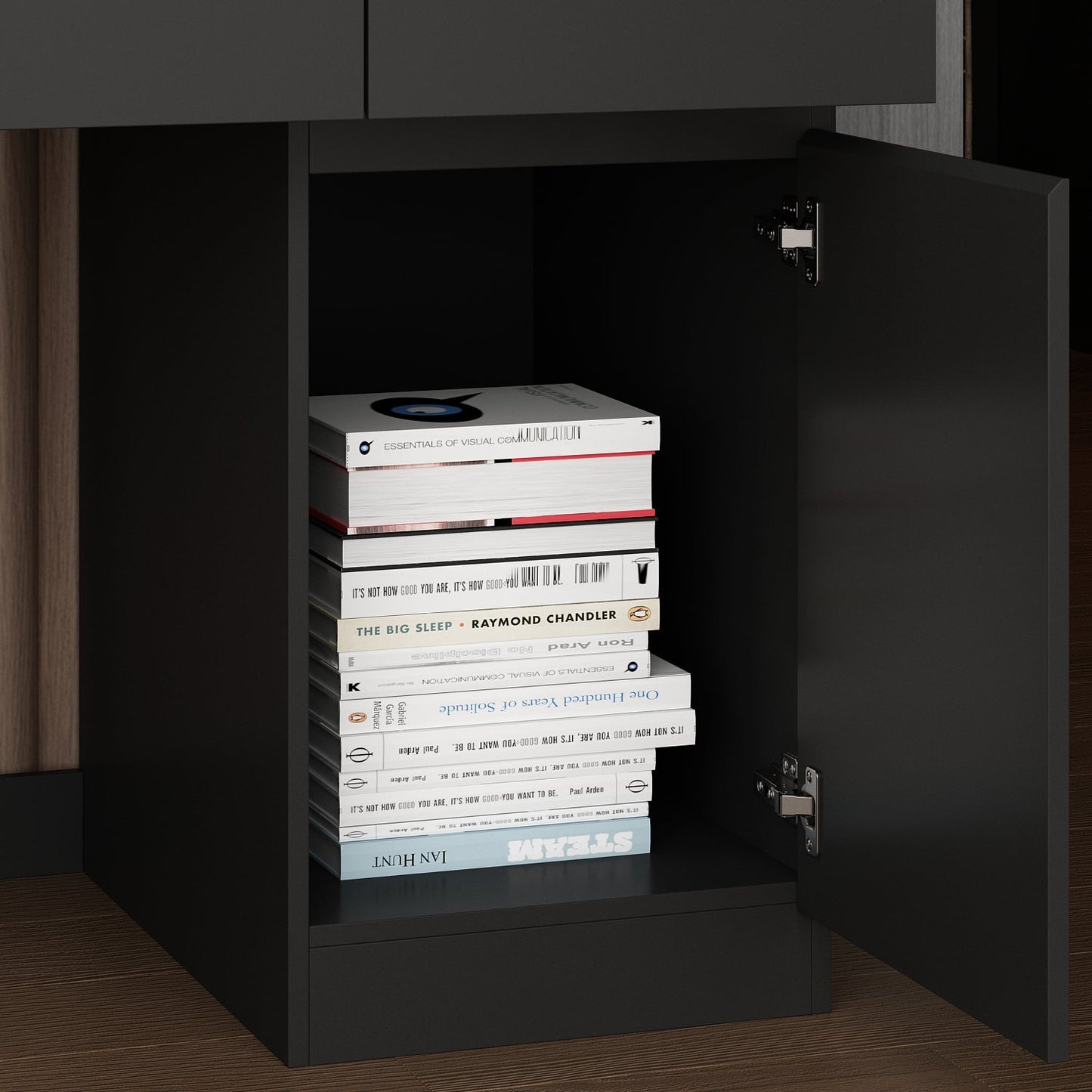 90.6 Inch Wide Computer Desk With Glass Cabinets