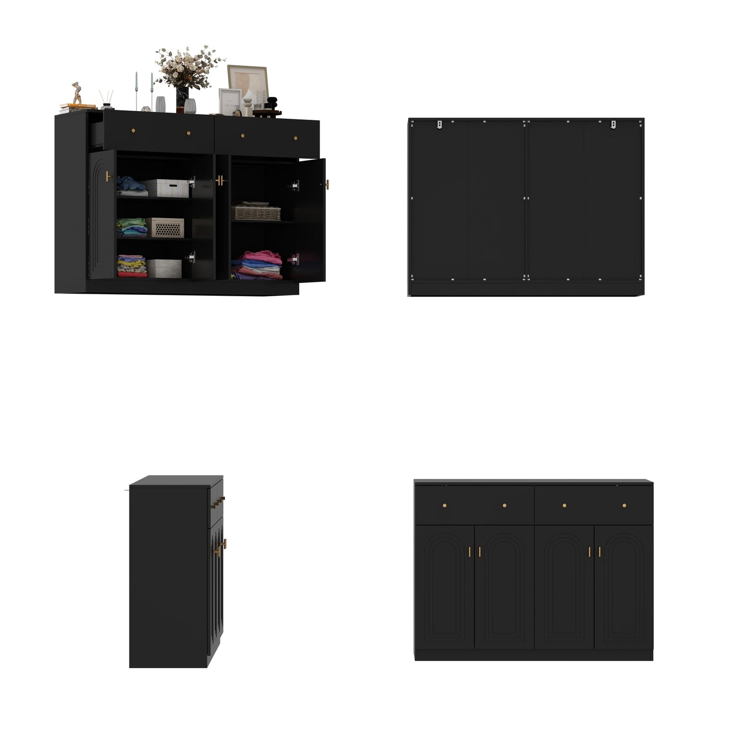 47.2"W Sideboard With 2 Drawer 4 Door