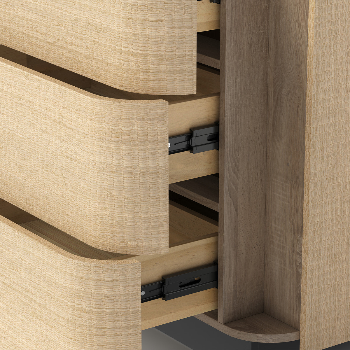 Orbis 3-Drawer Curved Dresser – Natural Wood