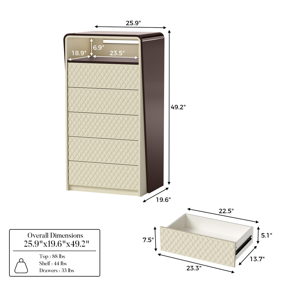Sartelle Diamond-Stitch Chest