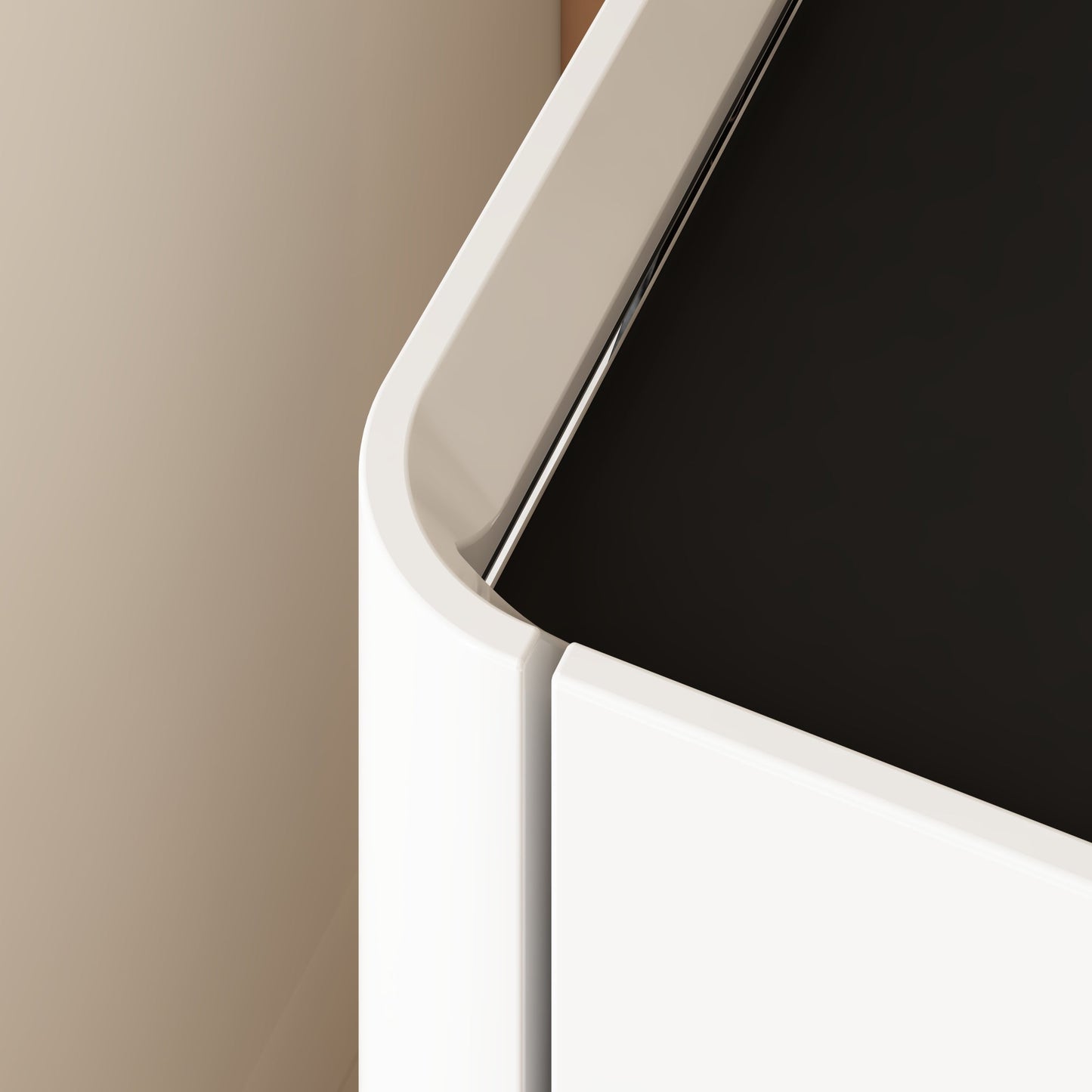 White Glass End Table,Nightstand with 2 Drawers