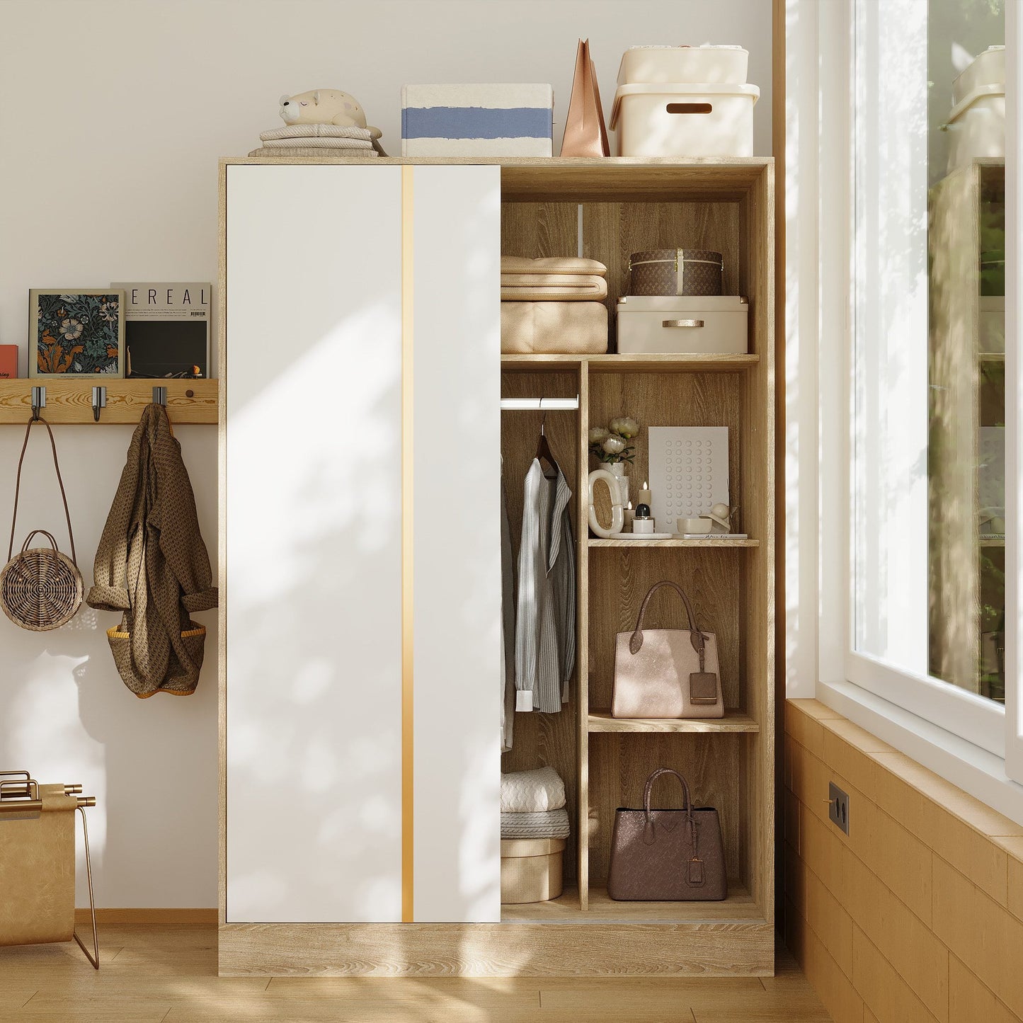Warm White Sliding Door Closet System
