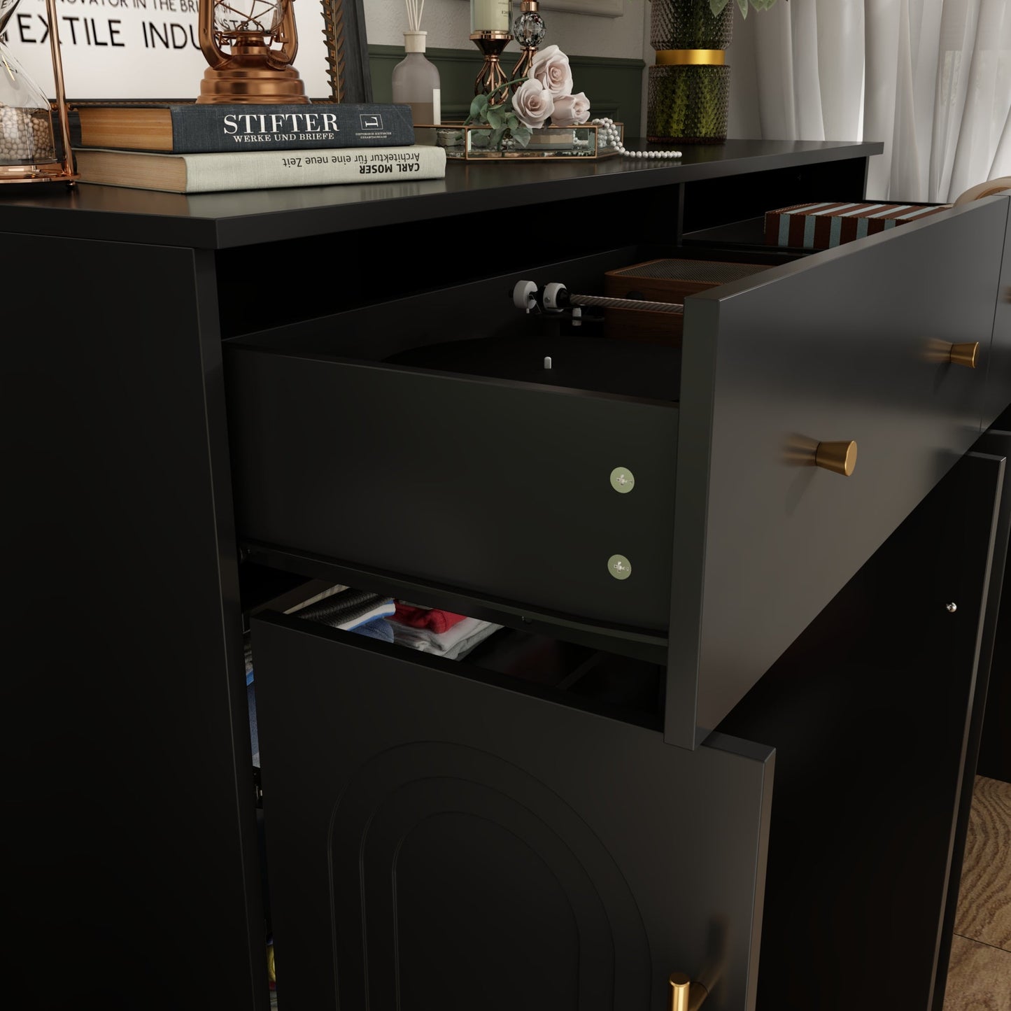 47.2"W Sideboard With 2 Drawer 4 Door