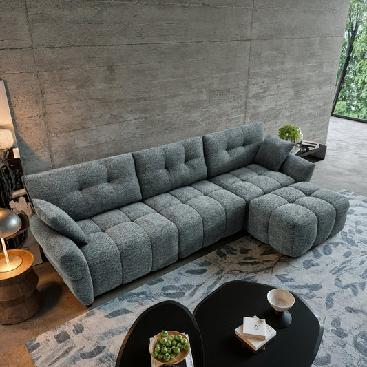 4-Piece Modern Upholstered L-Shape Sectional Sofa With Premium Fabric