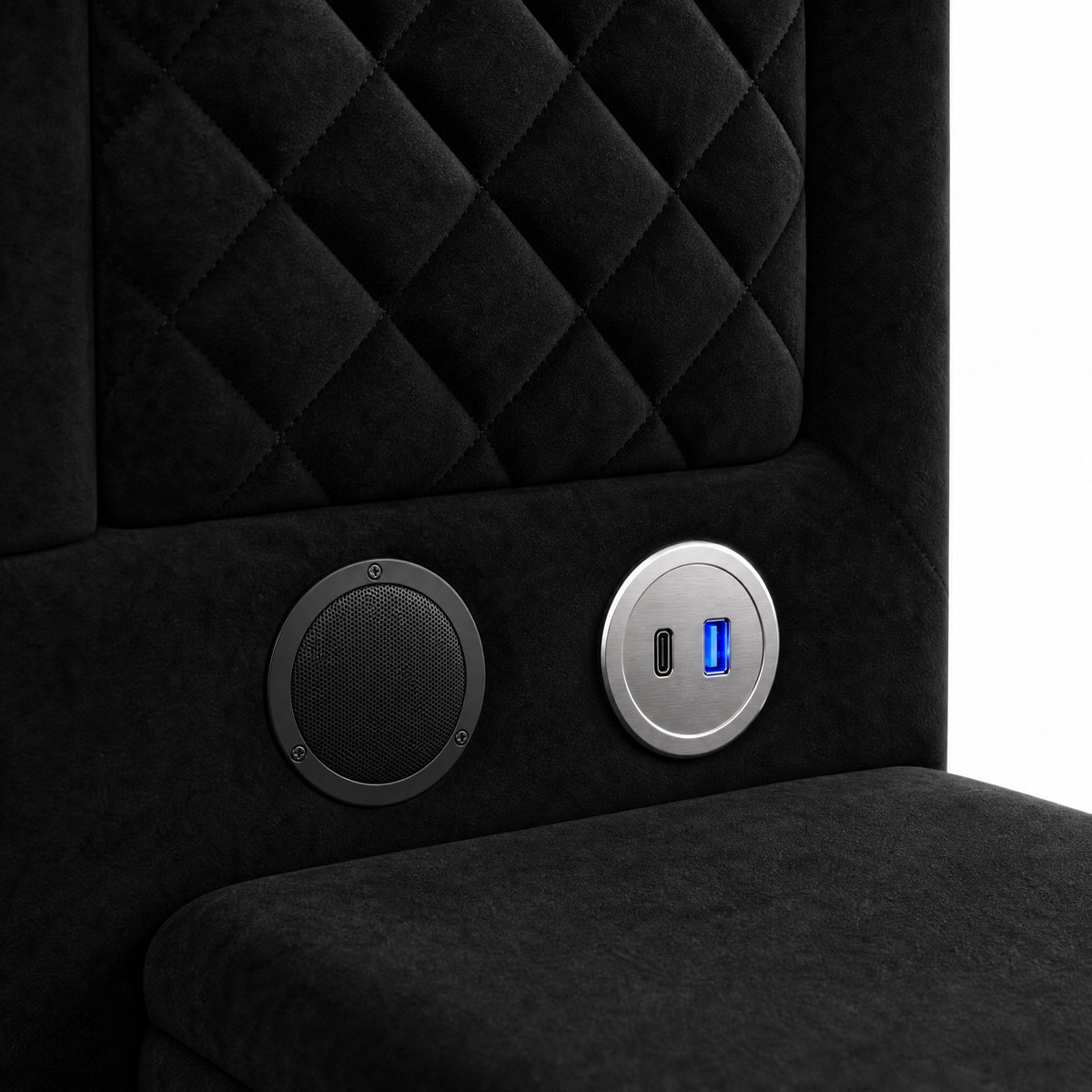 King Size LED Storage Bed with Upholstered Headboard