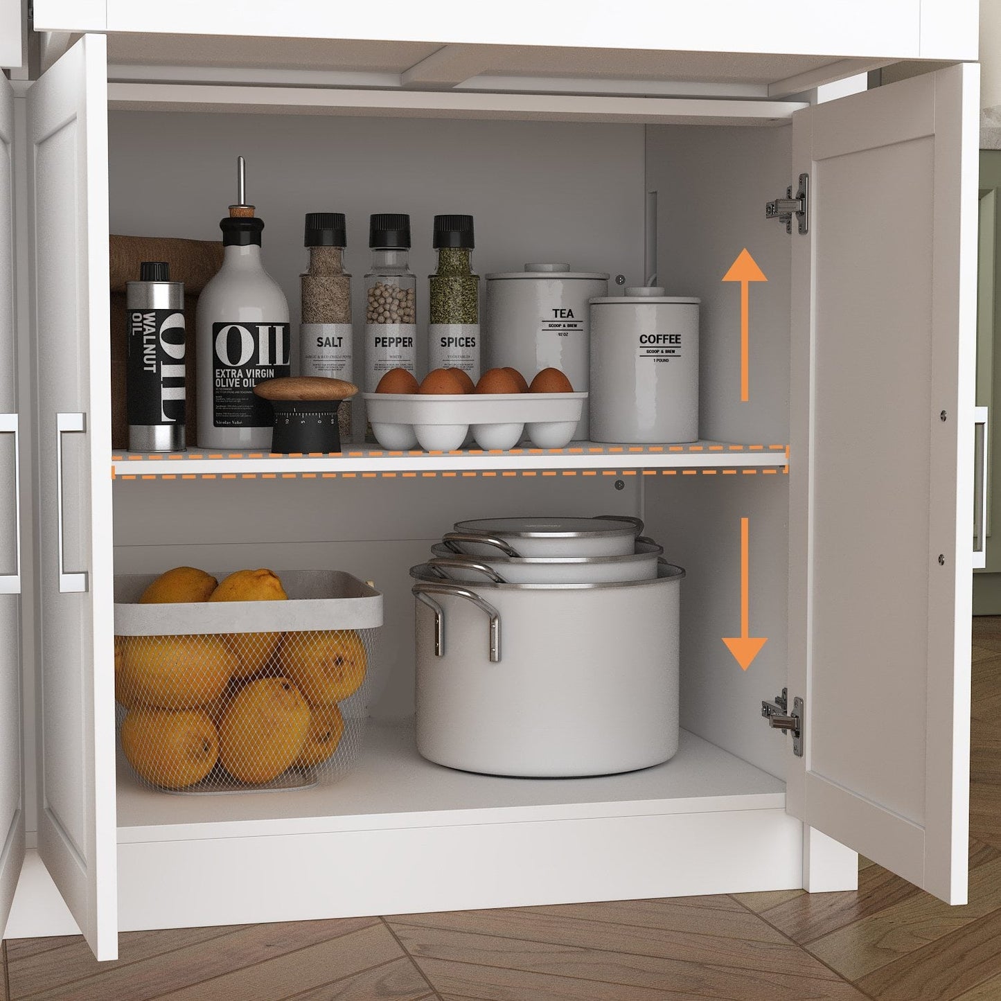 61”W Kitchen Island With 2 Drawer 4 Door