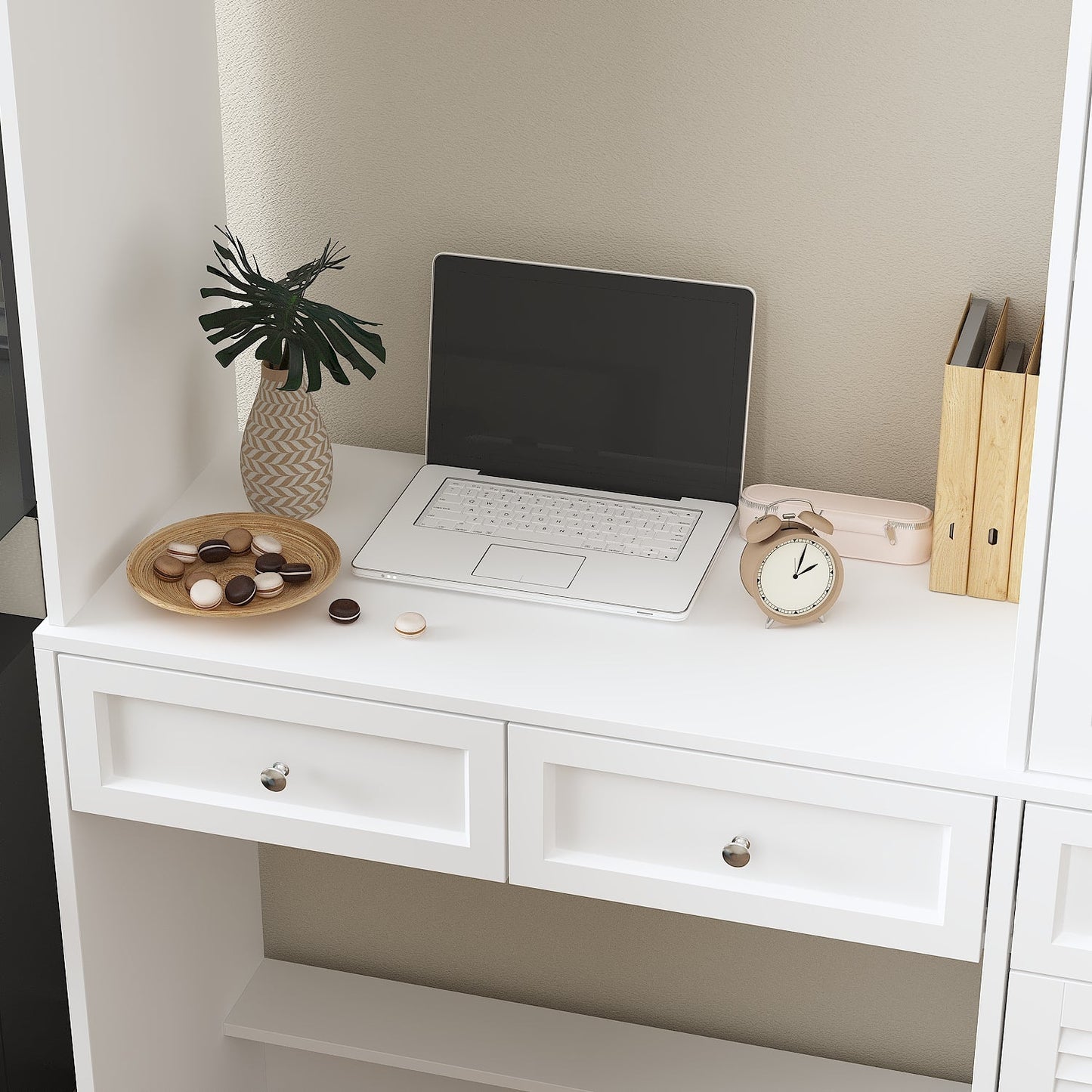 4 Drawer Multi-Door Office Storage Cabinet With Desk