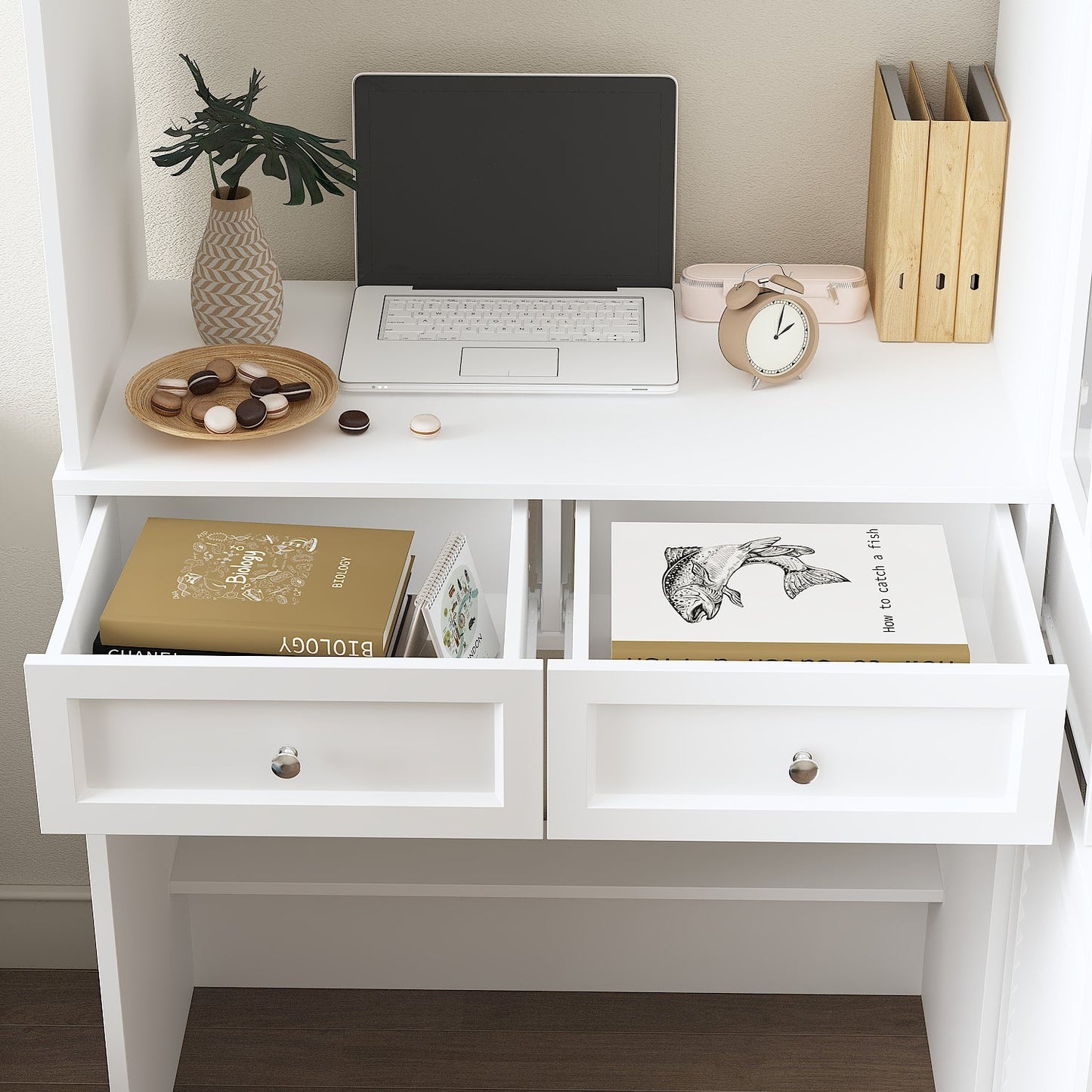 4 Drawer Multi-Door Office Storage Cabinet With Desk