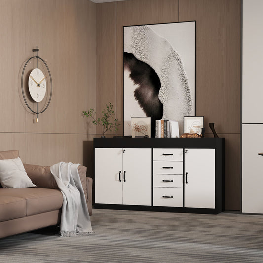 35.4'' H X 63 '' W 4-Drawer Office Storage Cabinet With Adjustable Shelfs And Lock