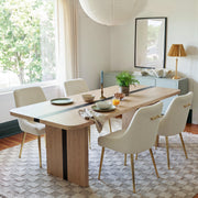 5-Piece Rounded Edge Wood Grain Dining Table Set