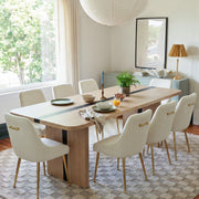 9-Piece Rounded Edge Wood Grain Dining Table Set