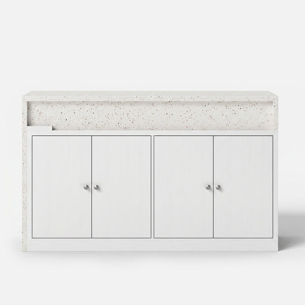 Modern Double-Sided Kitchen Island with Pull-Out Tabletop and Open Shelving