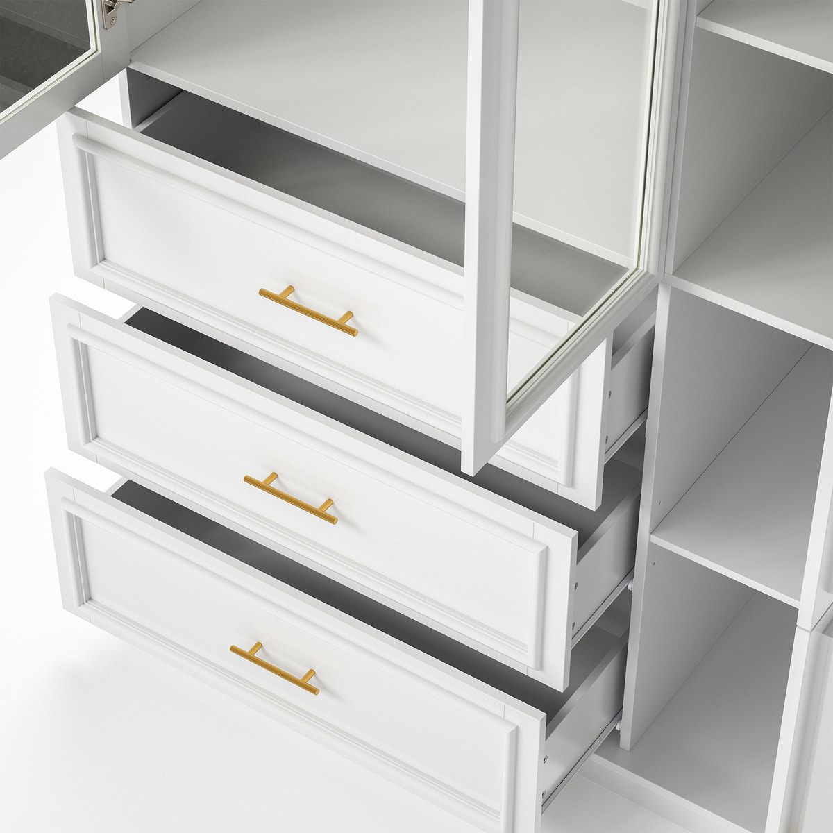3-Door Wardrobe Armoire with Drawers