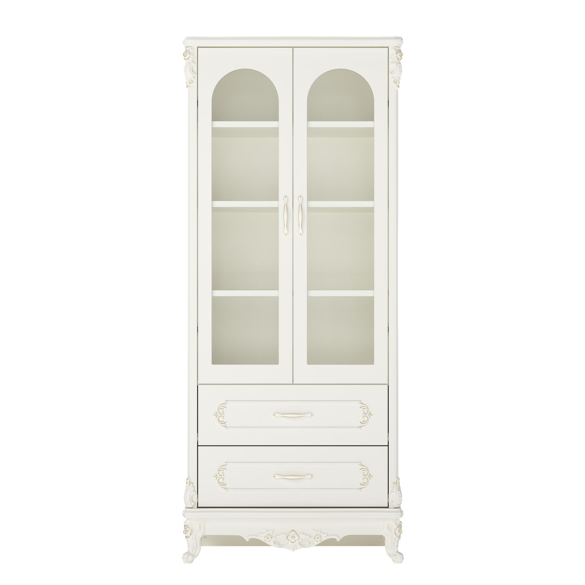 Relievo Rocaille Glass Display Cabinet with 2 Drawers (31.5")