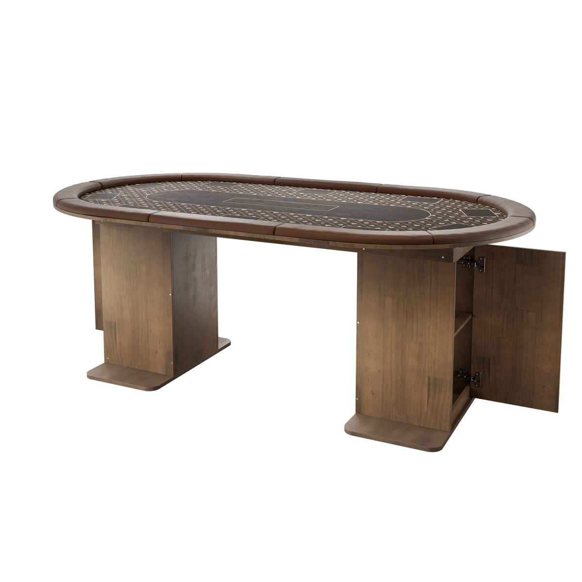 86.6" 10-Player Poker Table with Padded Rail & Storage