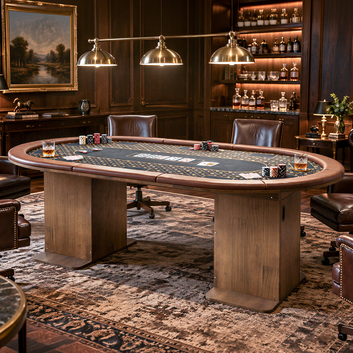 86.6" 10-Player Poker Table with Padded Rail & Storage