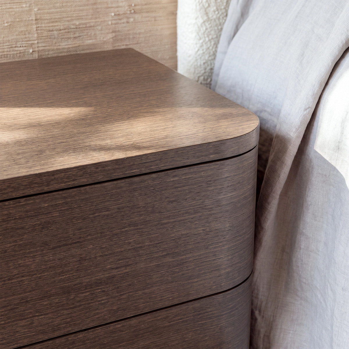 Orbis 3-Drawer Curved Dresser – Dark Walnut