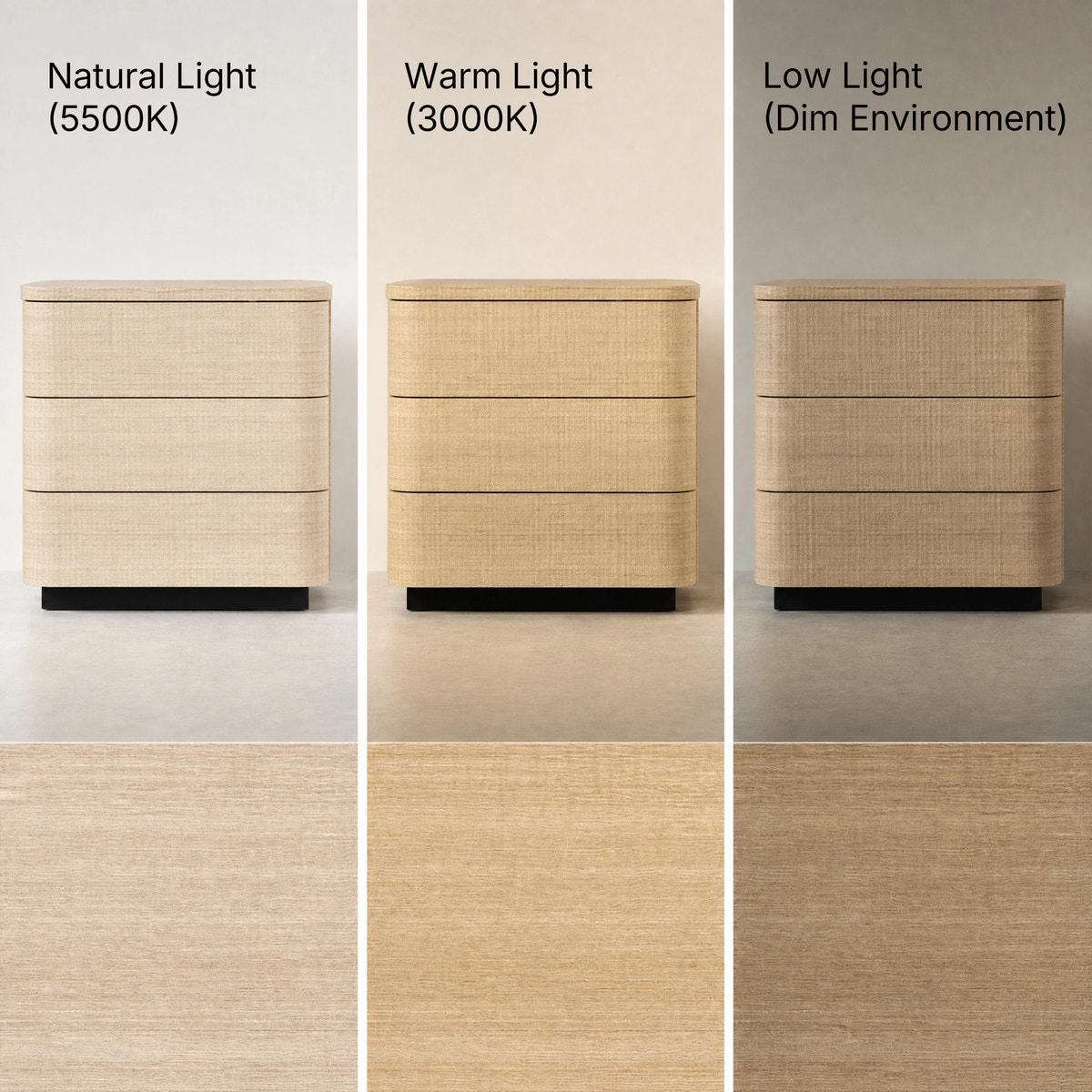 Orbis 3-Drawer Curved Dresser – Natural Wood