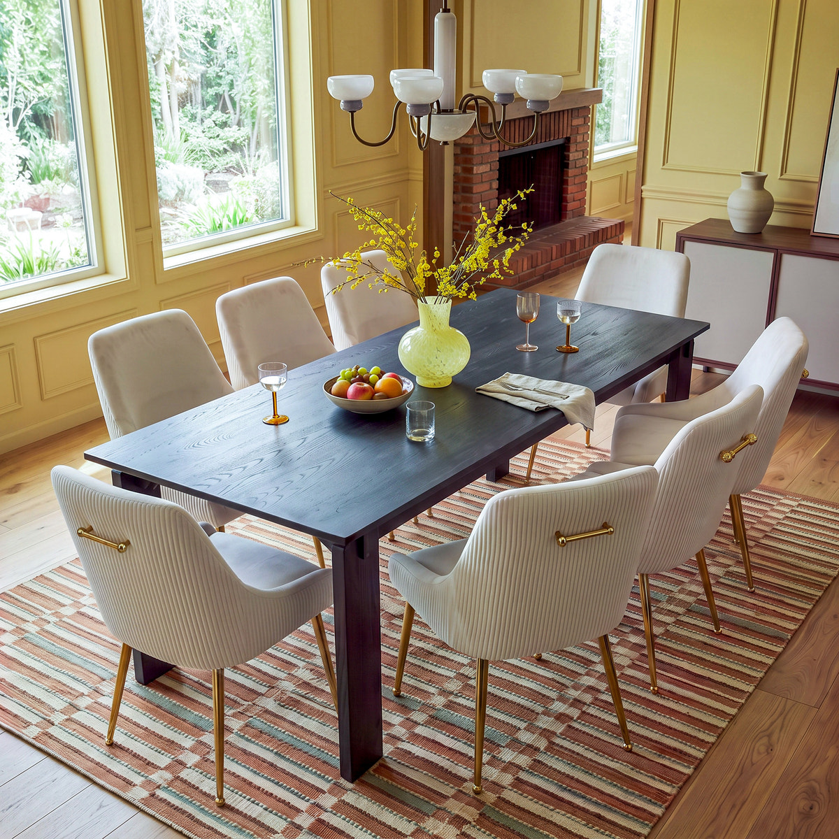 9-Piece Black Walnut Dining Set for 8