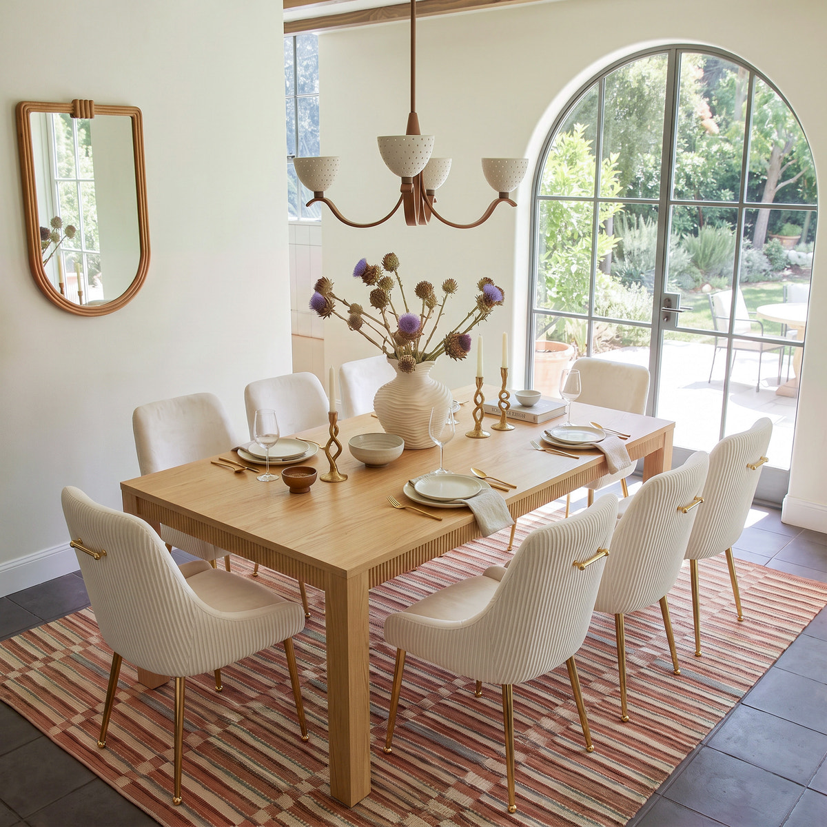 Wave Edge Dining Table Set for 8