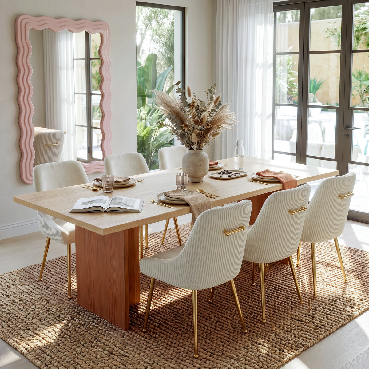 Two-Tone Dining Table Set for 6