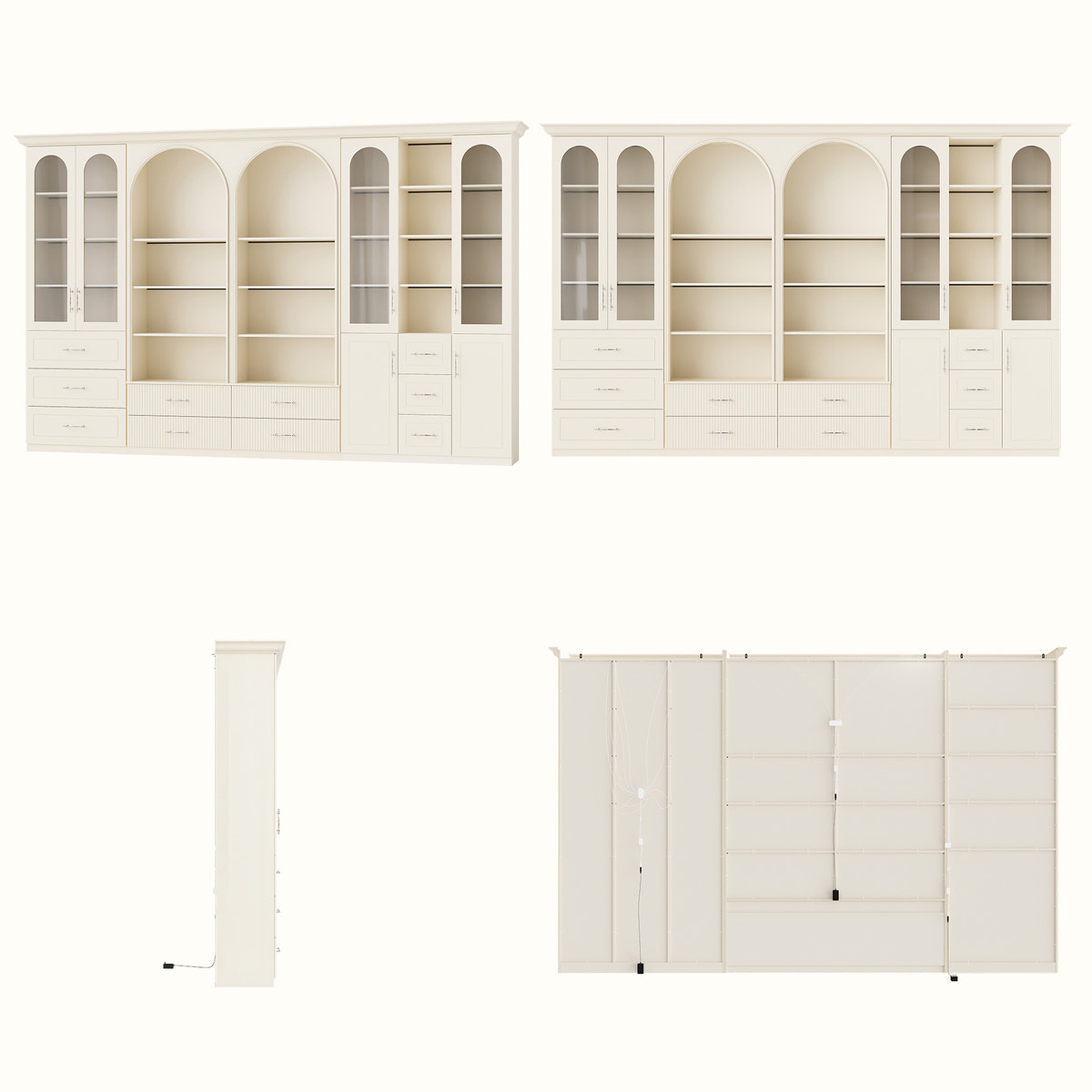 Grand Arched Modular Storage Display Wall Unit with Integrated Lighting